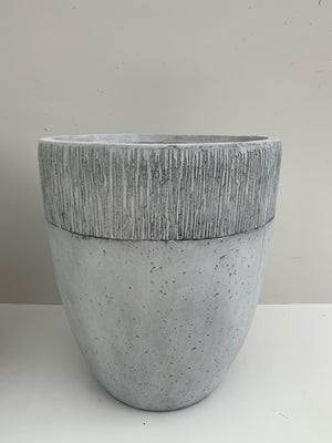 Macetero Estriado Gris - Cilíndrico